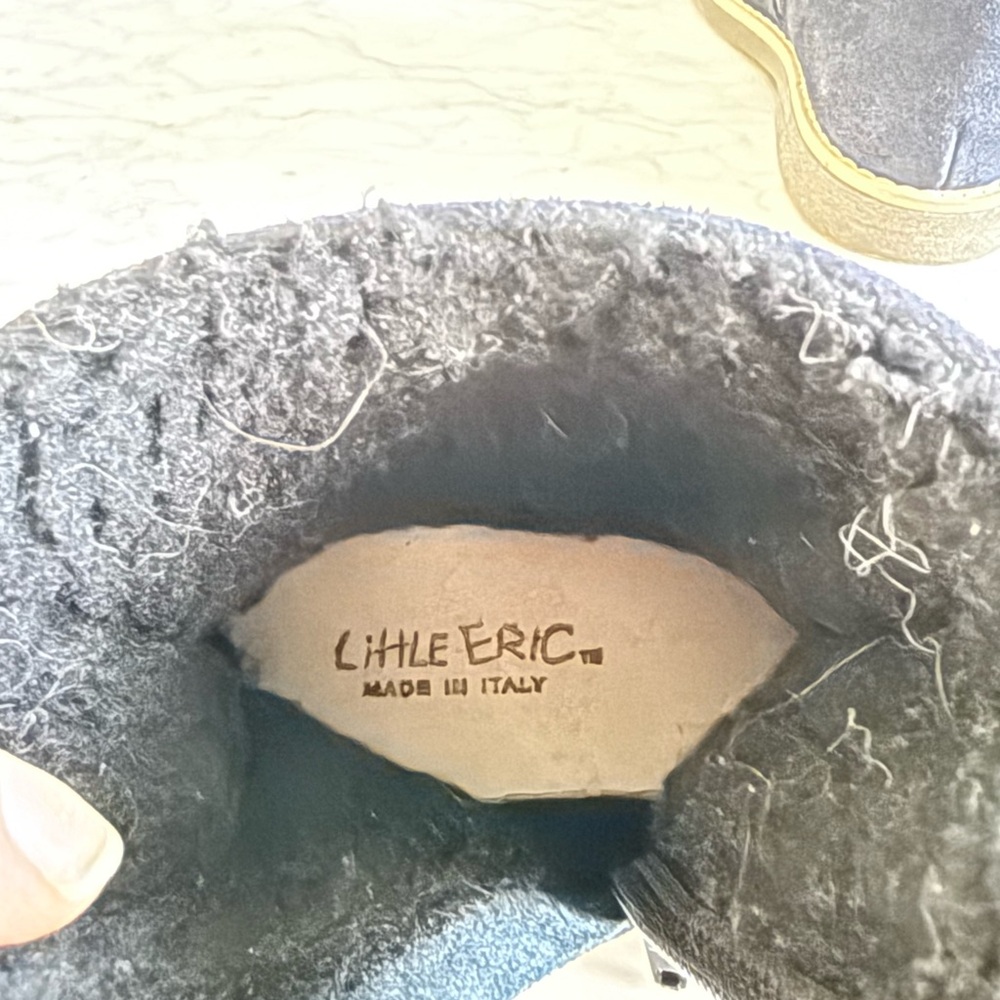 Little Eric Navy Suede Fur-Lined Ankle Boots (size 27) - Picture 5 of 6